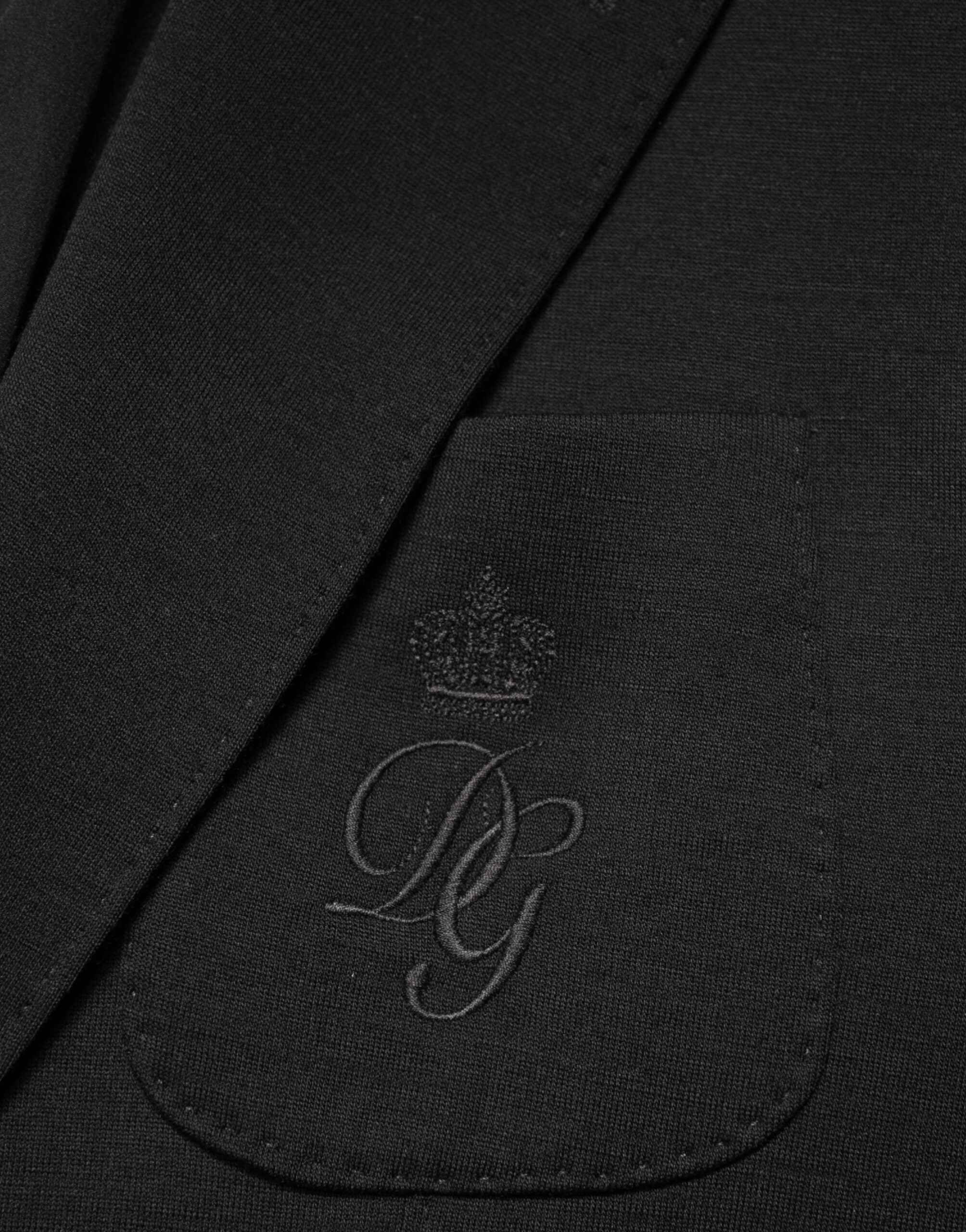 Dolce & Gabbana Schwarzer Blazer aus Wolle mit einfacher Knopfreihe und 2 Knöpfen