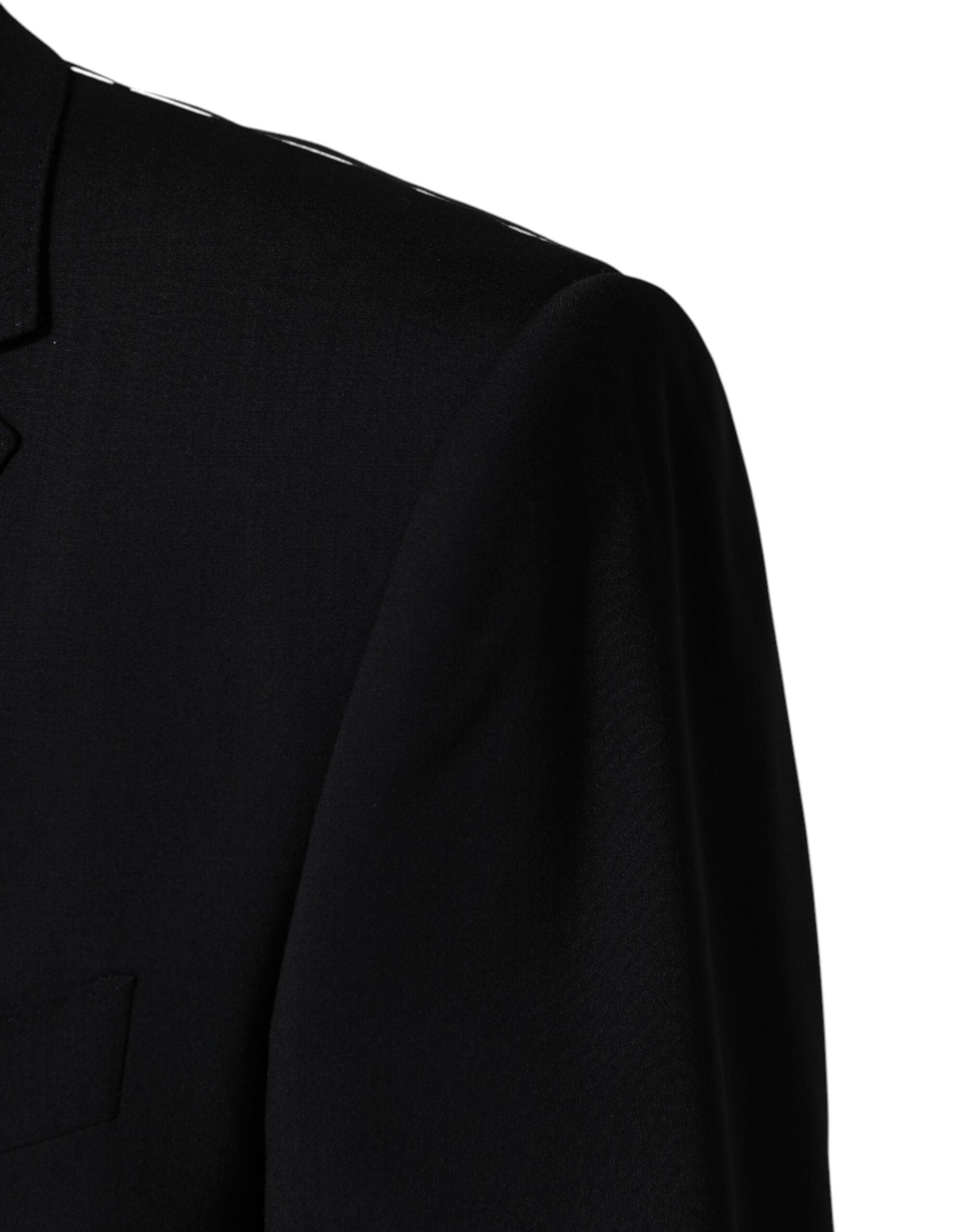 Dolce & Gabbana Schwarzer Blazer aus Wolle mit einfacher Knopfreihe und 2 Knöpfen