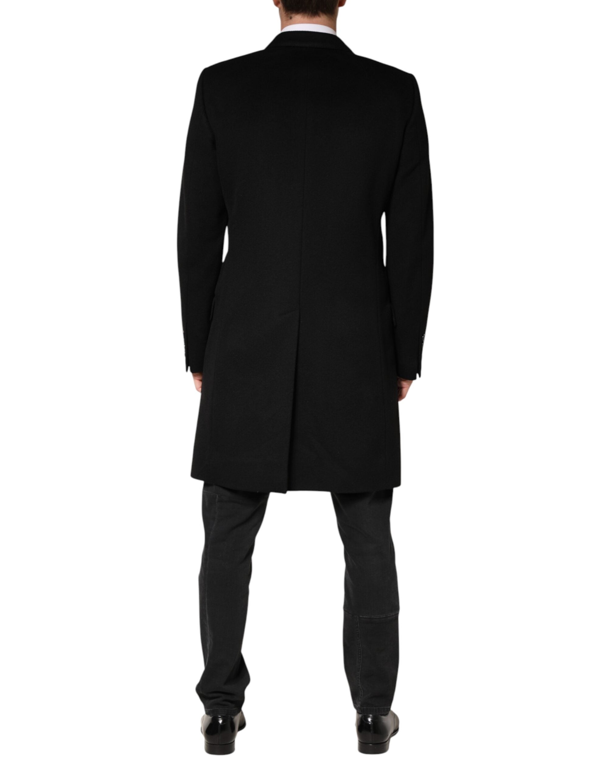 Dolce & Gabbana Schwarzer Doppelreihiger Trenchcoat aus Wolle