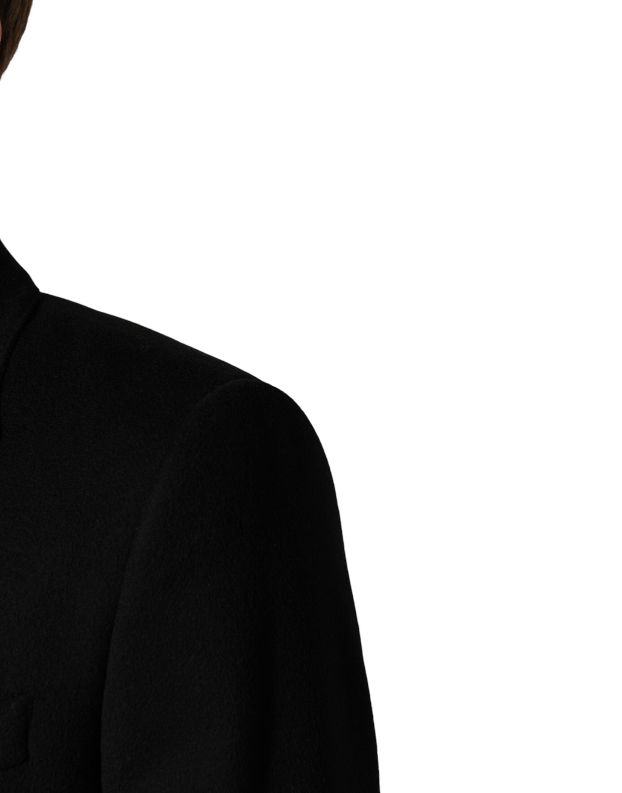 Dolce & Gabbana Schwarzer Doppelreihiger Trenchcoat aus Wolle