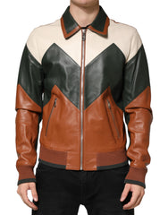 Dolce & Gabbana Multikleur Leren Bikerjack met Volledige Rits voor heren