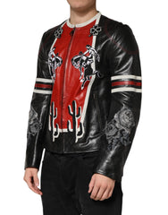 Dolce & Gabbana Multicolor Guns n' Roses Heren Bikerjack met Volledige Rits