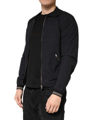 Dolce & Gabbana Donkerblauwe Katoenen Bomberjas met Volledige Rits voor Heren