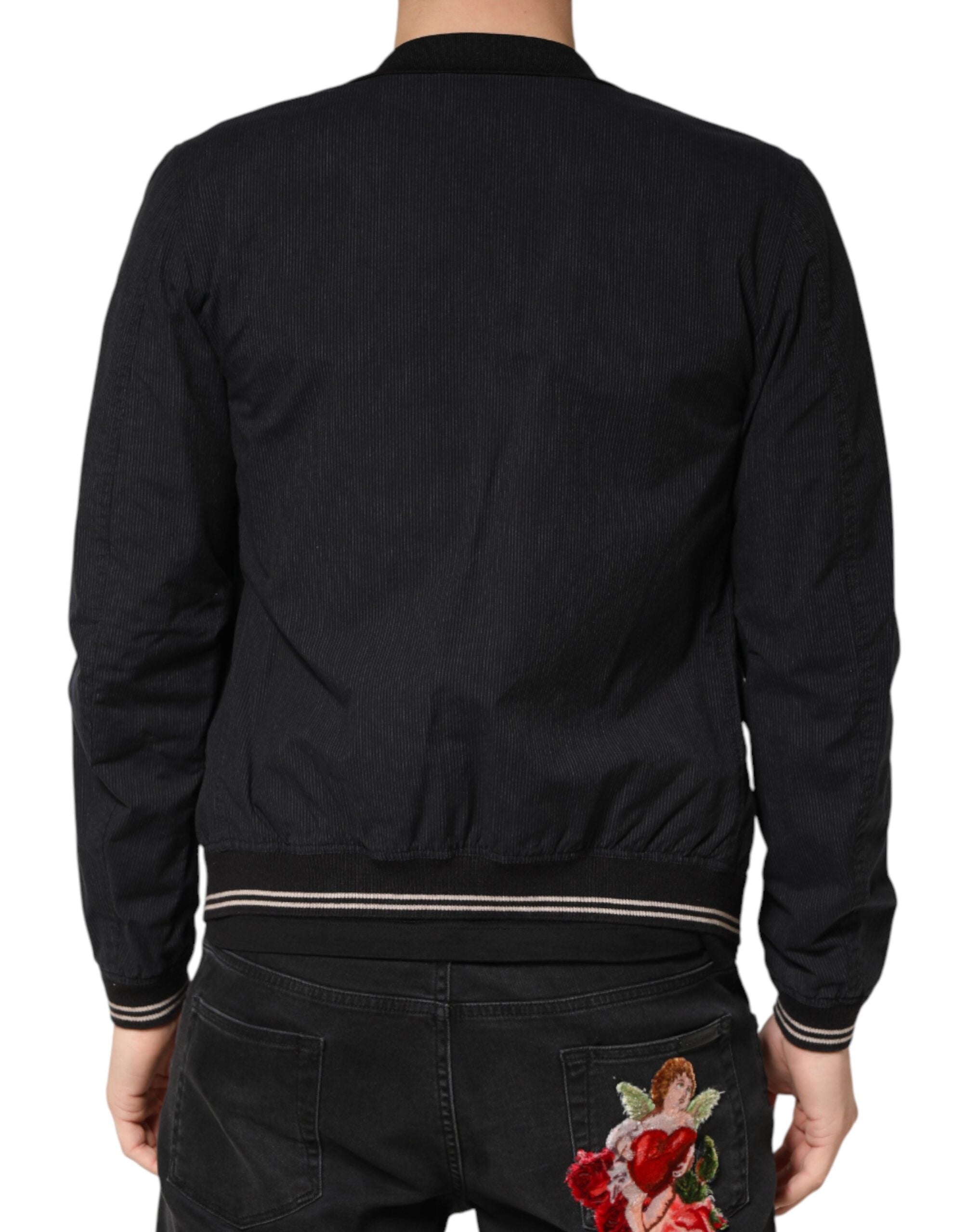 Dolce & Gabbana Donkerblauwe Katoenen Bomberjas met Volledige Rits voor Heren