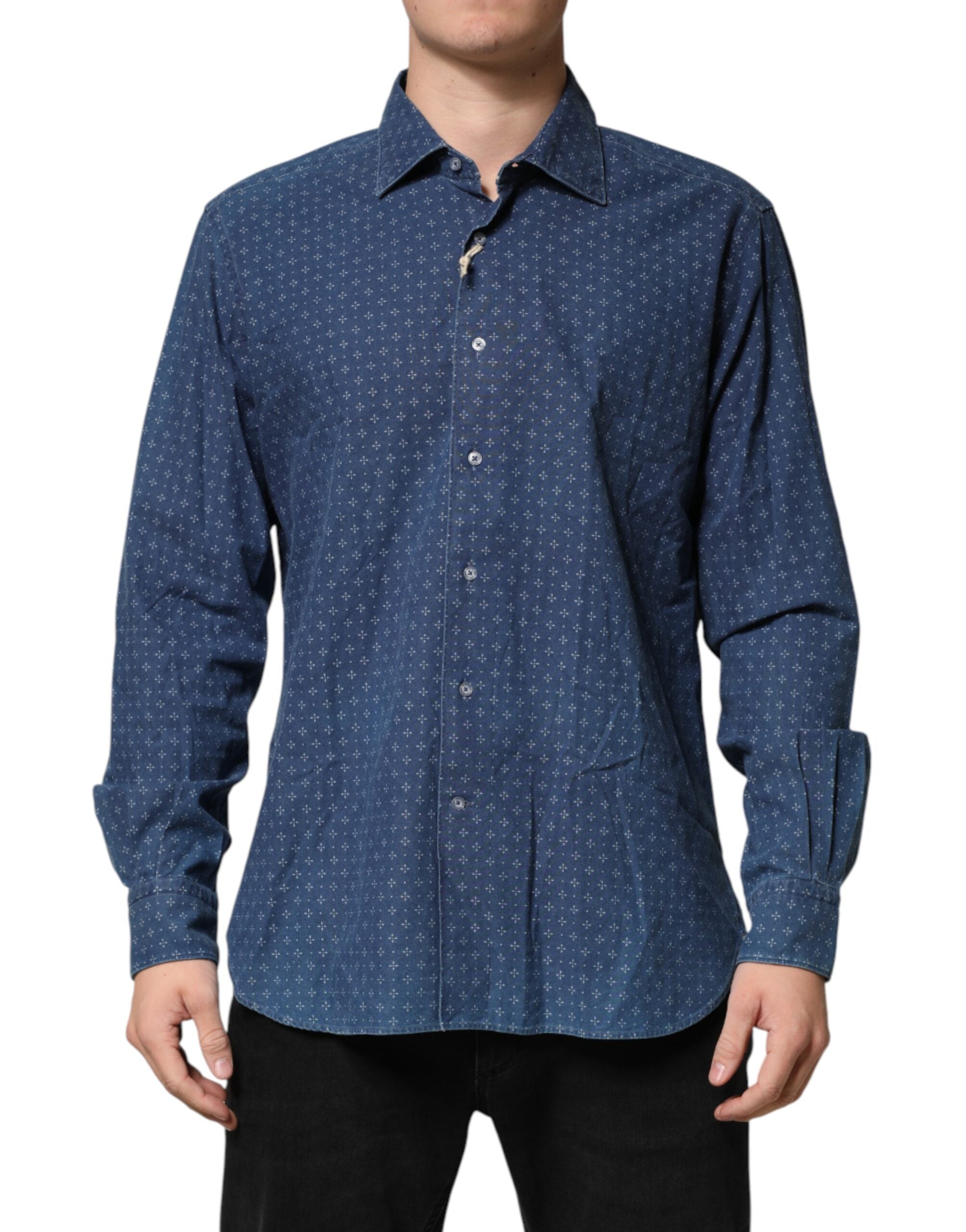 Orian 1968 Blauw overhemd met lange mouwen en knoopsluiting voor heren