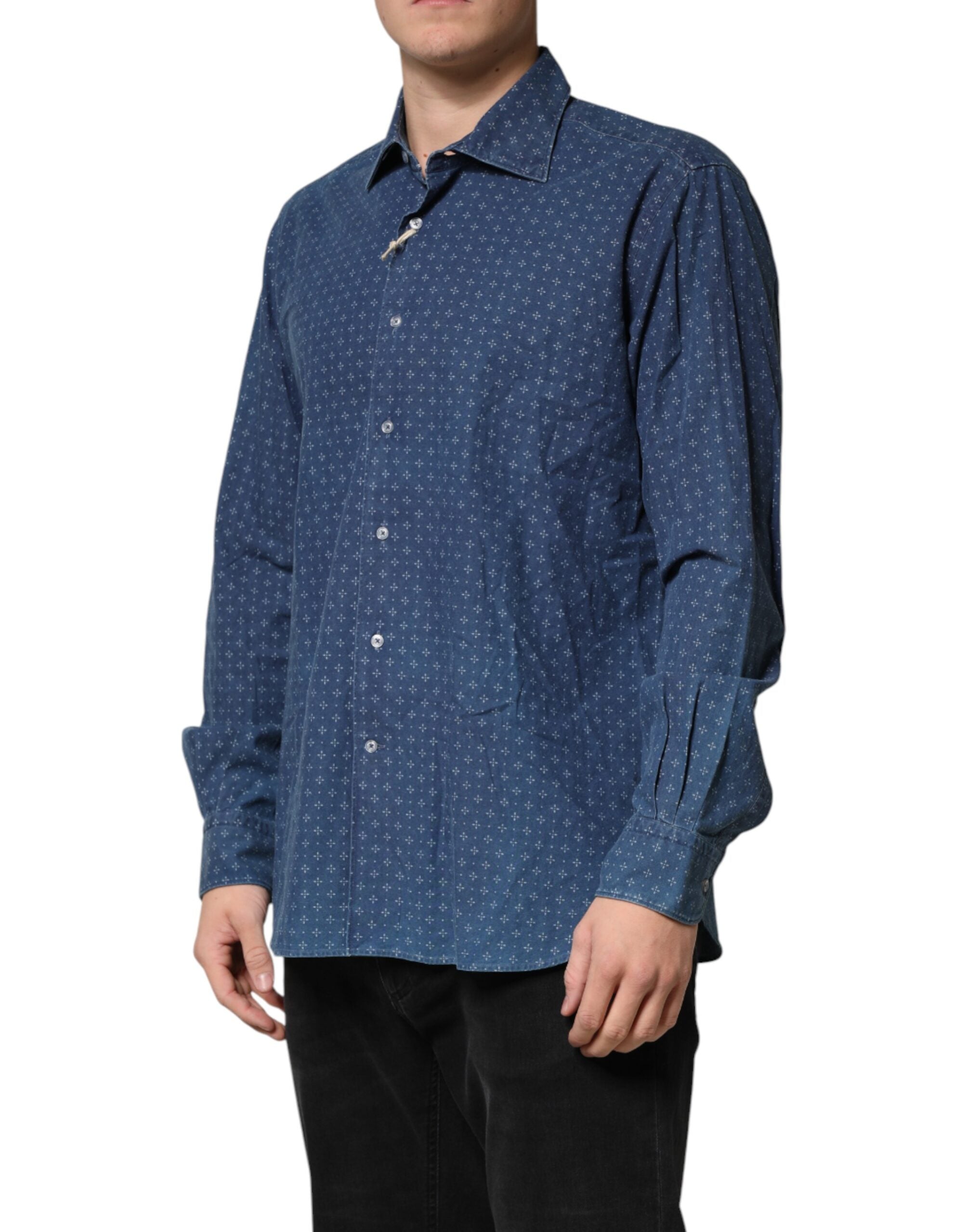Orian 1968 Blauw overhemd met lange mouwen en knoopsluiting voor heren
