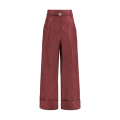 Fendi bordeauxrode zijden casual broek