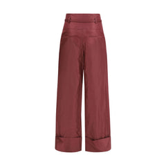 Fendi bordeauxrode zijden casual broek
