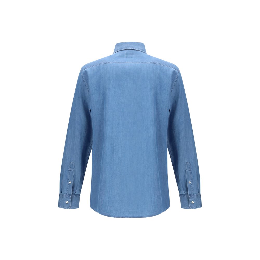 Brunello Cucinelli Blauw Denim Overhemd