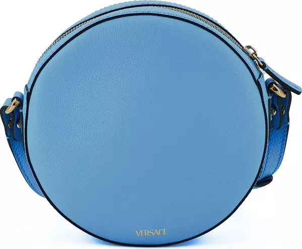 Versace Blue Calf Leather Round Disco Shoulder Bag